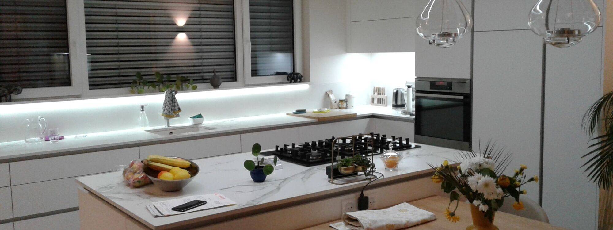 Création d&#8217;une cuisine avec îlot central à Sausheim près de Mulhouse Guebwiller